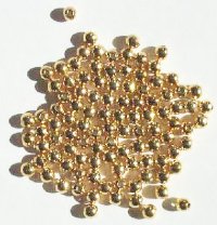 100 3mm Round Gold Plated Metal Beads